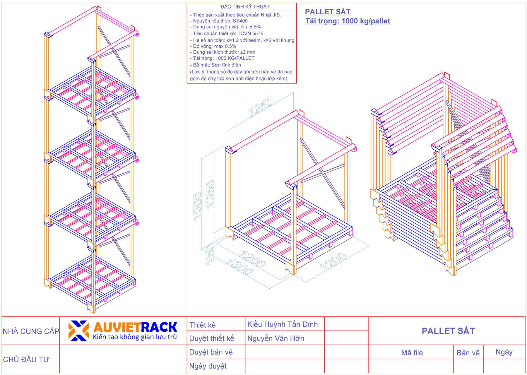3D DRAWING OF NESTABLE STEEL PALLET - Au Viet Rack