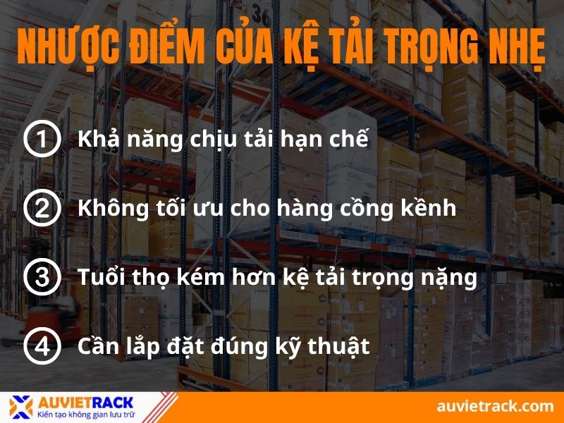 Nhược điểm của kệ tải trọng nhẹ