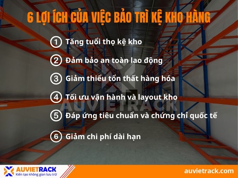Lợi &iacute;ch của việc bảo tr&igrave; kệ kho h&agrave;ng