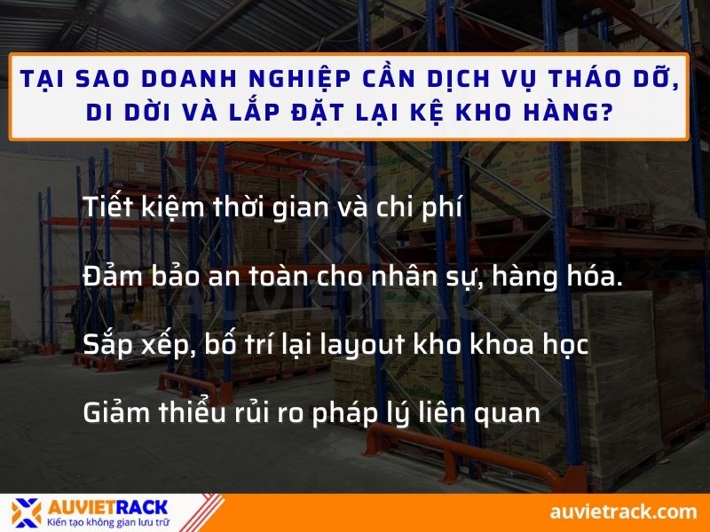 Tại sao doanh nghiệp cần dịch vụ th&aacute;o dỡ, di dời v&agrave; lắp đặt lại kệ kho h&agrave;ng