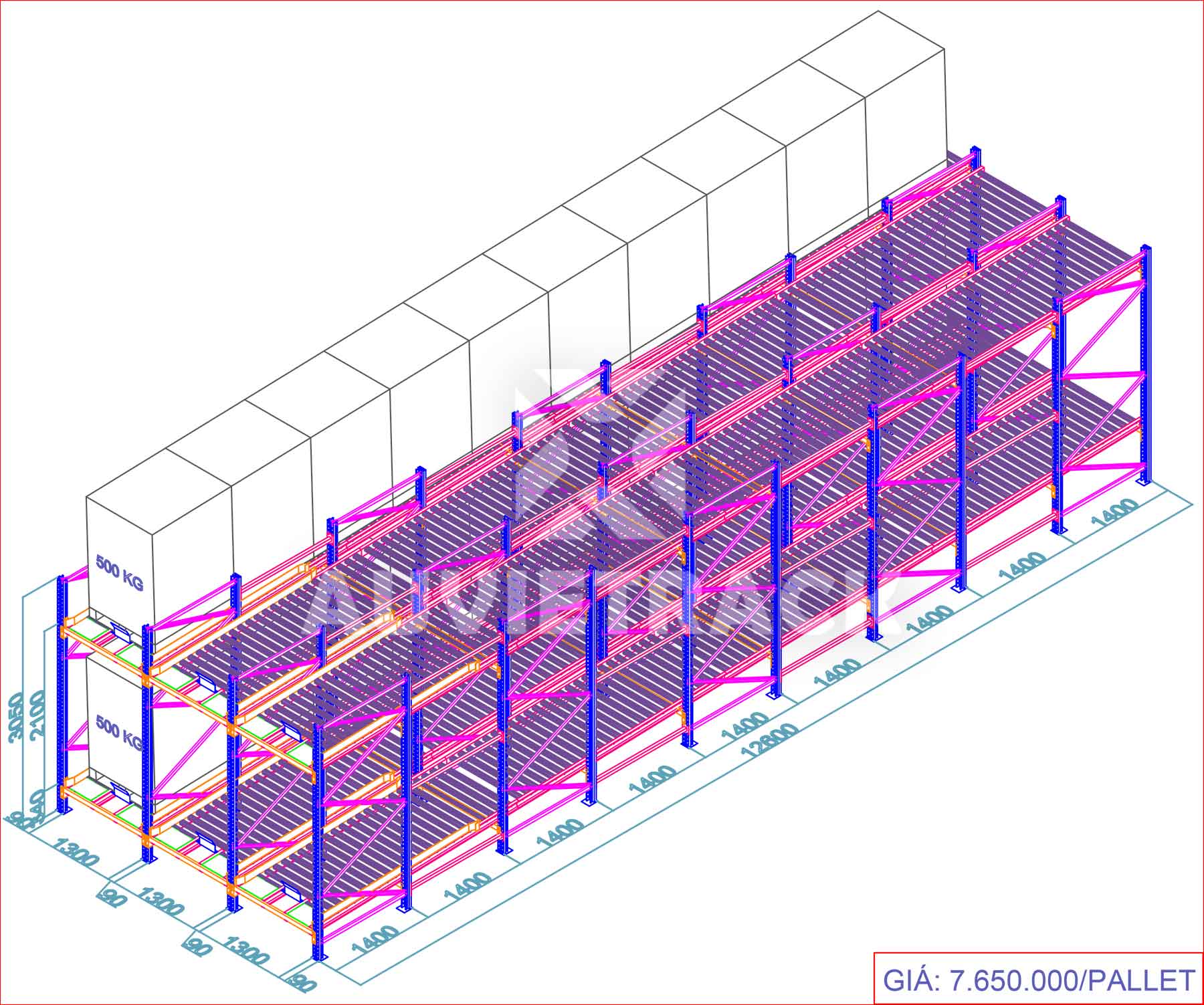 Báo giá mẫu kệ con lăn B - Au Viet Rack