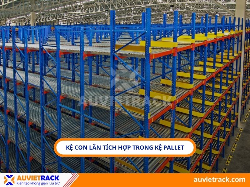 Kệ con lăn tích hợp Pallet