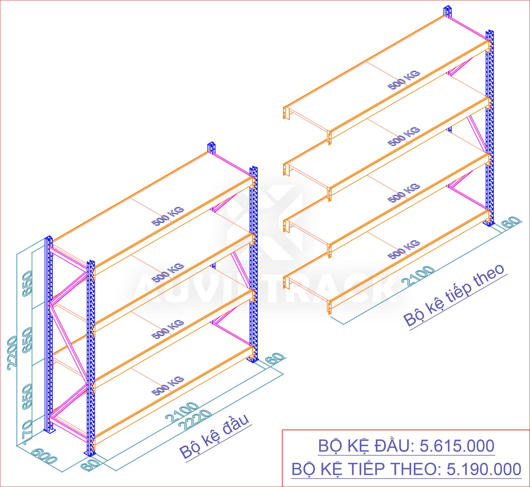 Báo giá mẫu kệ trung tải A 