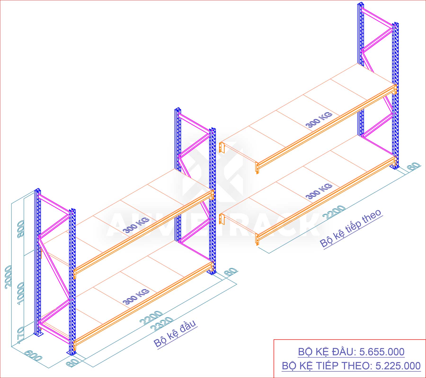 Báo giá mẫu kệ trung tải B