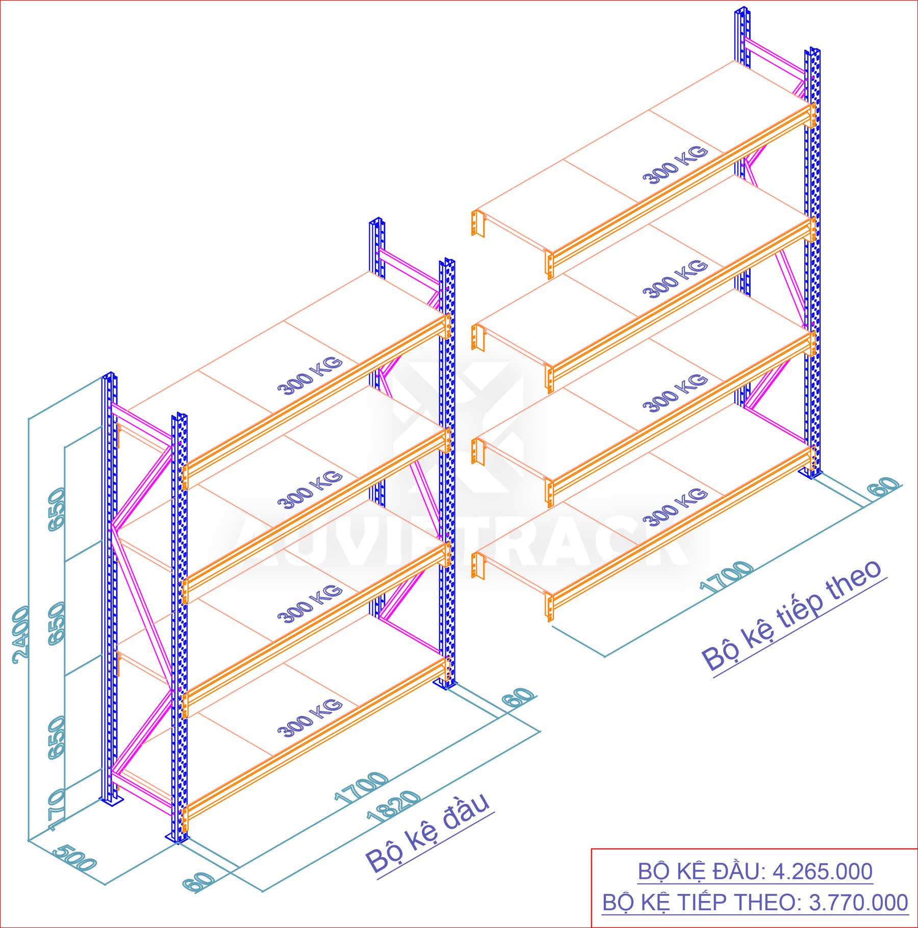 Báo giá mẫu kệ trung tải D