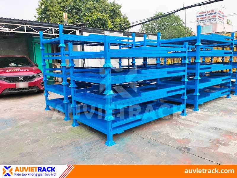 The foldable steel pallet models produced by Au Viet Rack are widely used