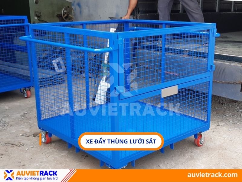 Xe đẩy hàng thùng lưới sắt