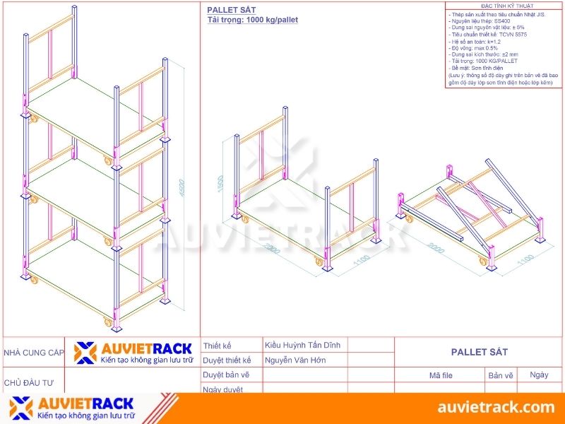 Đặc điểm kỹ thuật của pallet sắt chồng gấp