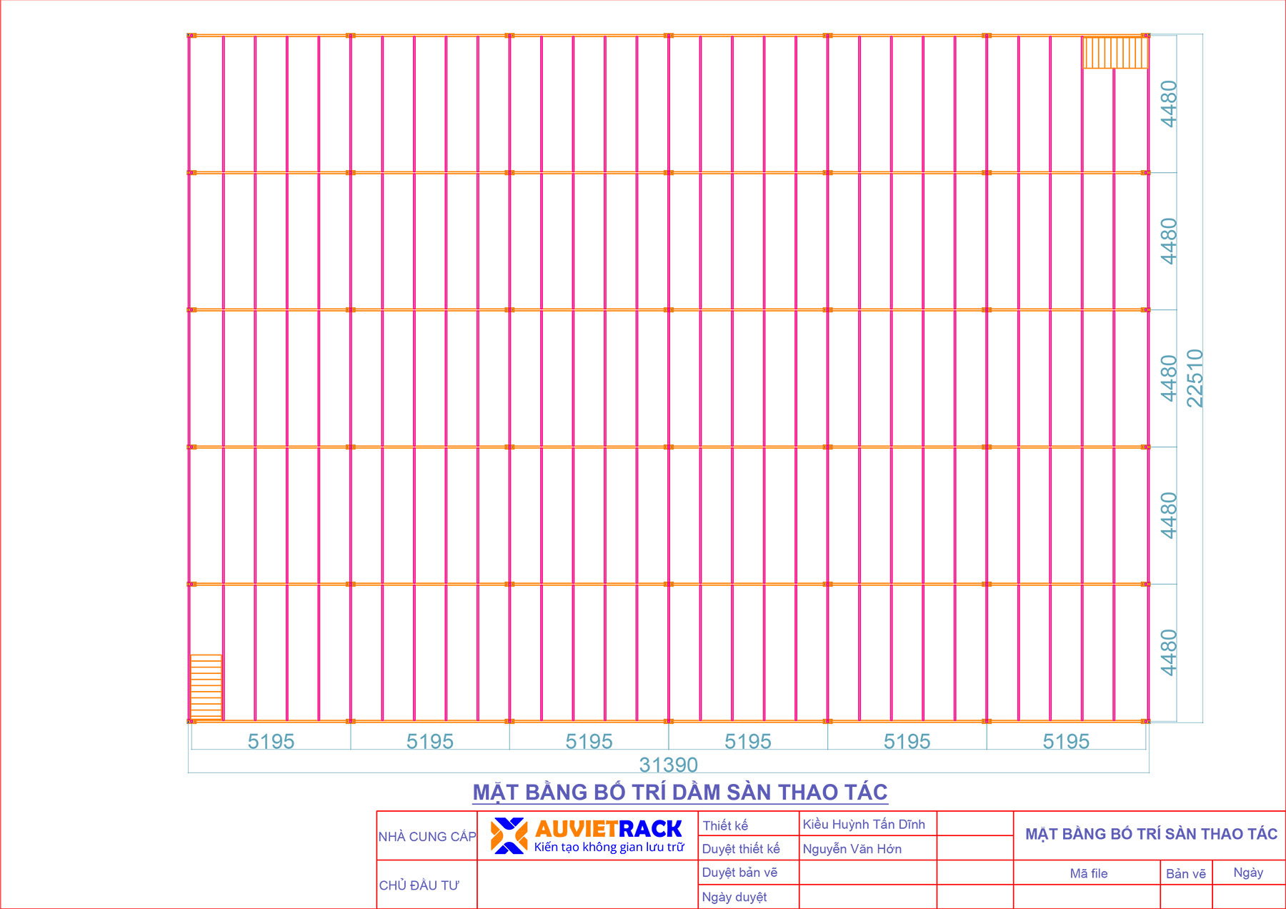 Bản vẽ mặt bằng dầm s&agrave;n thao t&aacute;c - Au Viet Rack