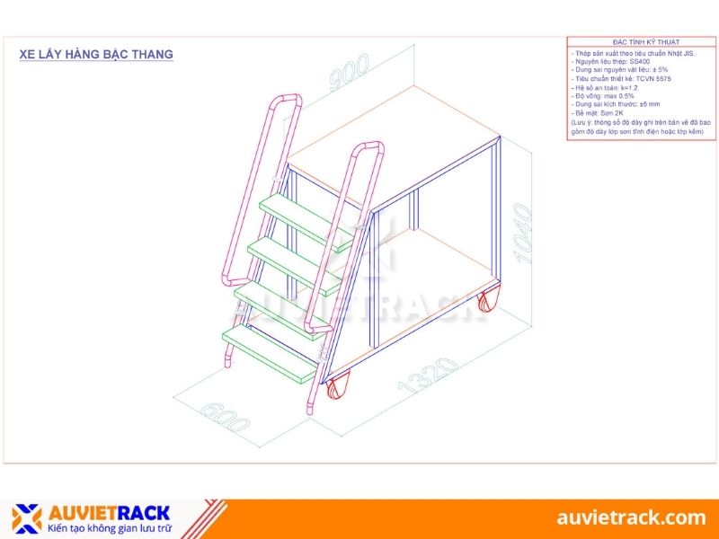 Cấu tạo xe lấy hàng bậc thang