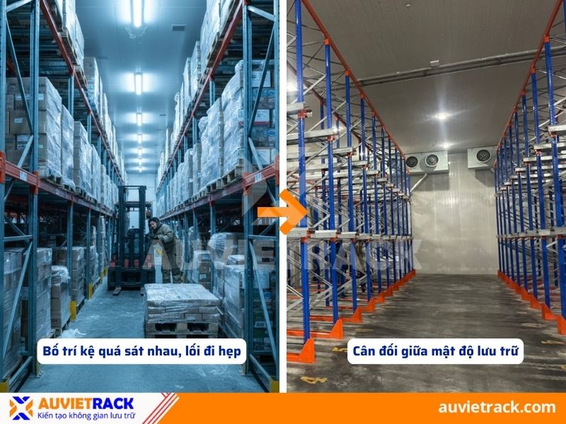 Bố tr&iacute; kệ qu&aacute; s&aacute;t nhau