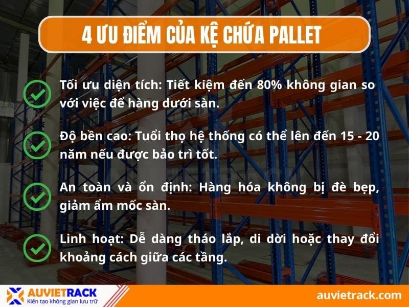 Ưu điểm của kệ chứa pallet