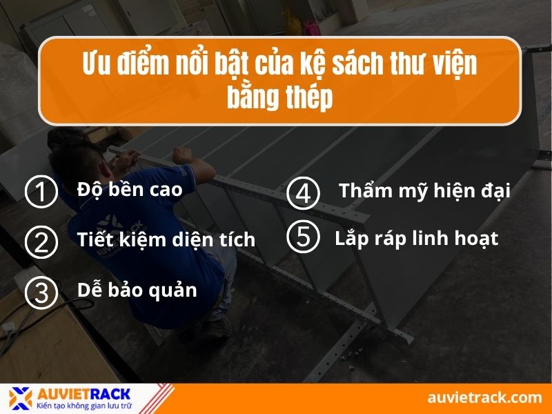 Ưu điểm nổi bật của kệ sách thư viện bằng thép