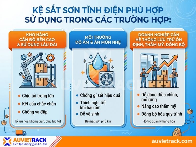Kệ sắt ph&ugrave; hợp trong những trường hợp n&agrave;o?