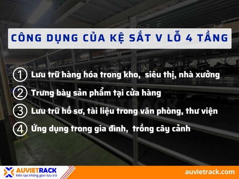 Công dụng của kệ sắt V lỗ 4 tầng