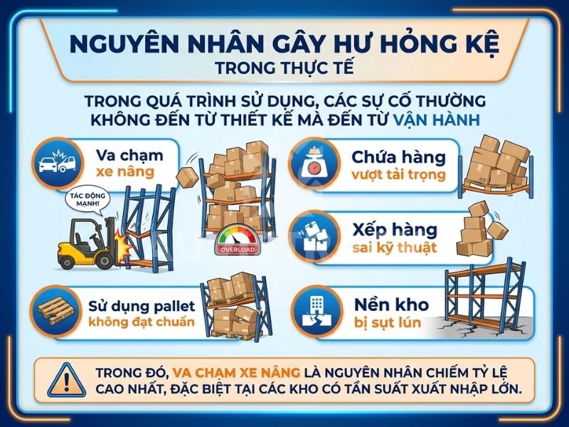 Một số nguyên nhân gây hư hỏng kệ