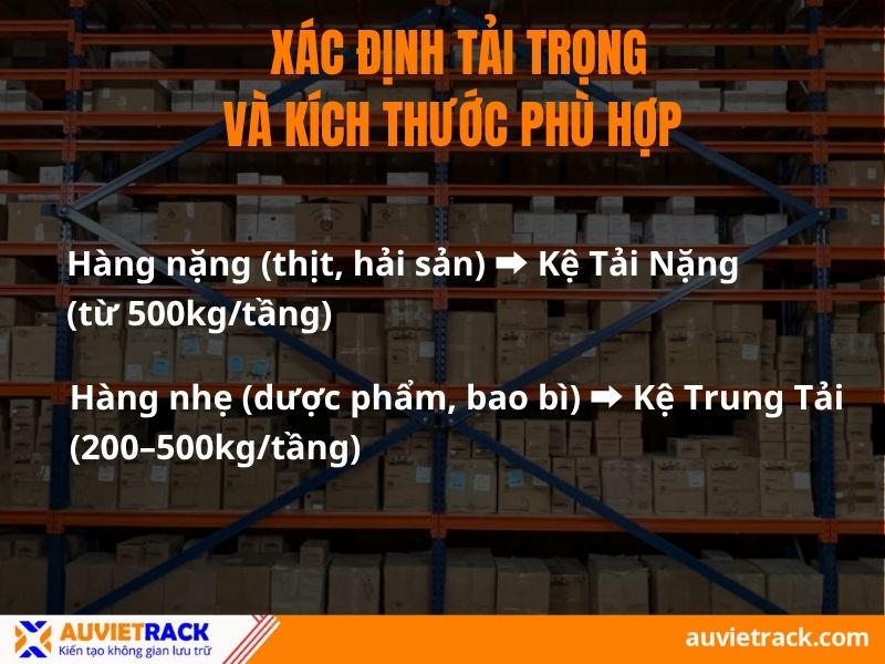 Xác định tải trọng và kích thước phù hợp